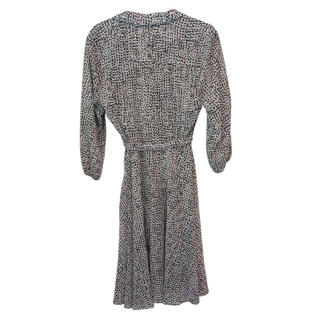 Nanette Lepore Sheer Button 3/4 Sleeve Midi Dress Shimmery Metalic Spotted 8 - Picture 5 of 12